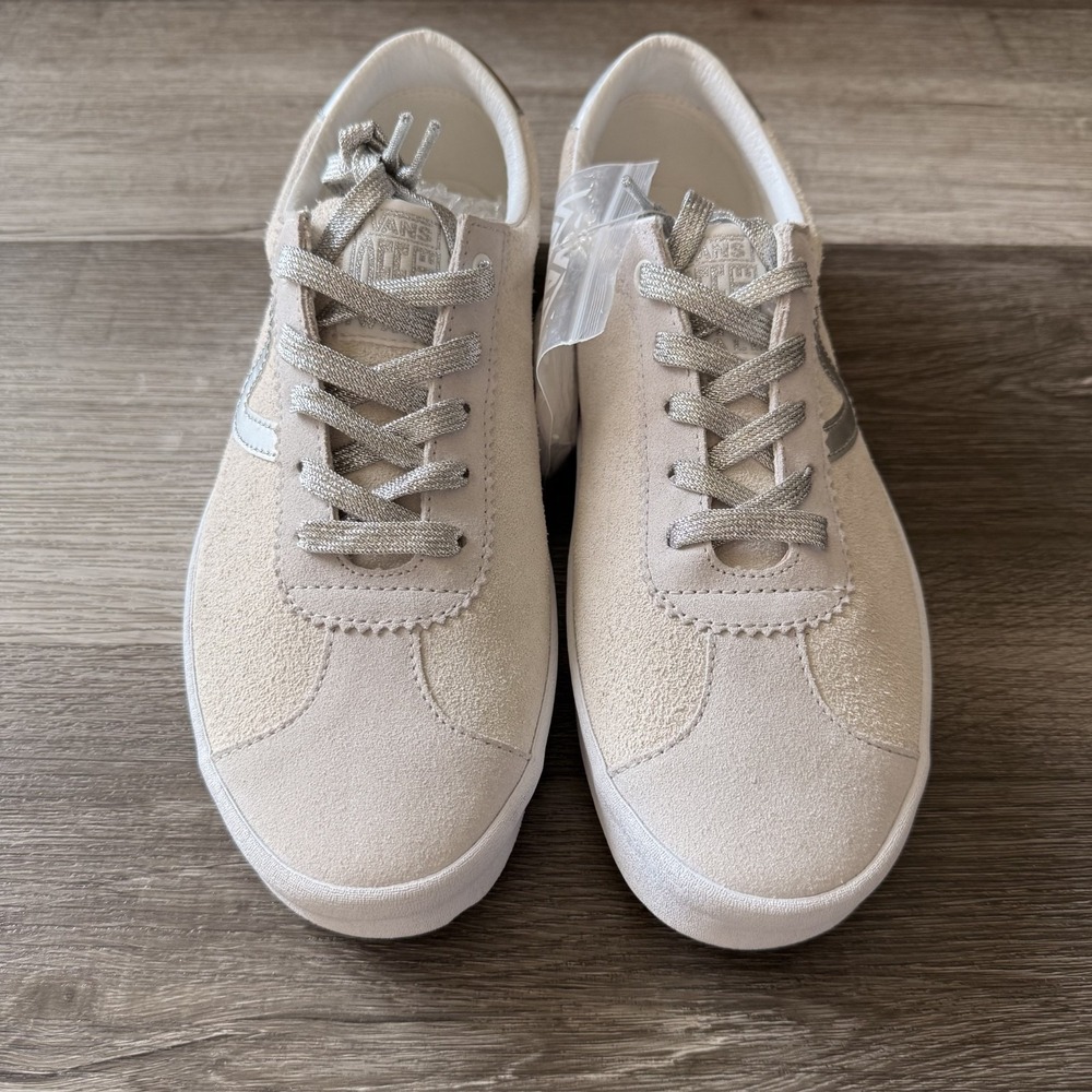 Vans Off The Wall Suede Low Top Mens 9 Light Beige Metallic Gray Casual Shoe‎